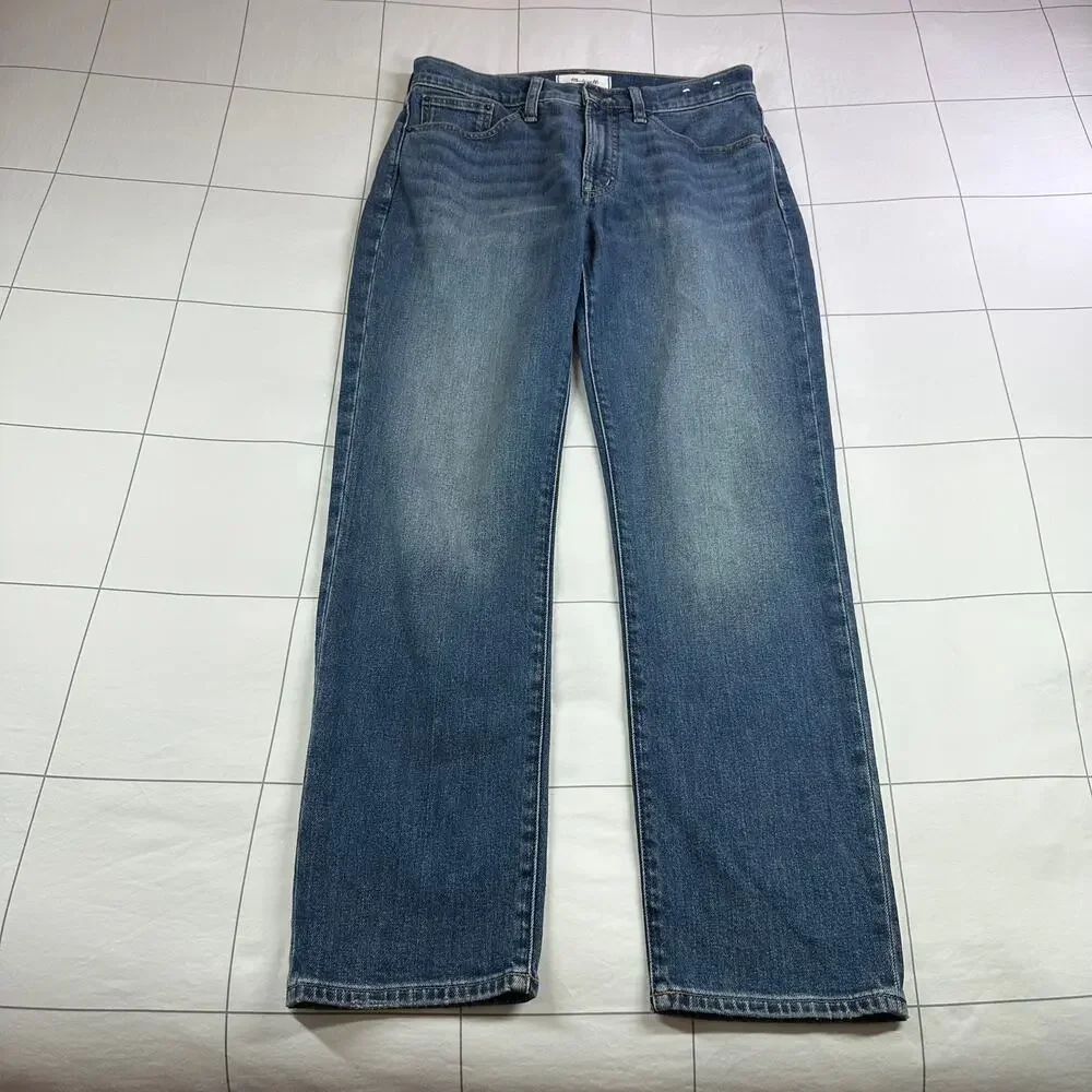 Madewell Jeans Womens 26 Blue Jules Slim Straight Concho Wash Comfort Stretch